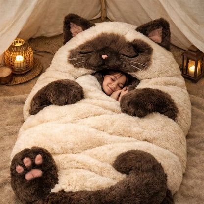 🔥LAST DAY 49% OFF✨🐱 Fluffy cat sleeping bag– Soft, Warm & Purrfectly Cozy😴💤