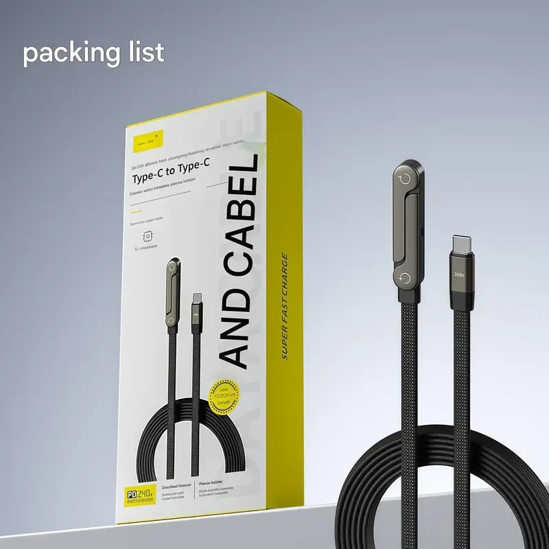 ⚡🔥 LAST DAY 50% OFF ✨ 2-in-1 Invisible Holder Charger Cable - 240W Fast Charging Cord with Built-In Phone Stand