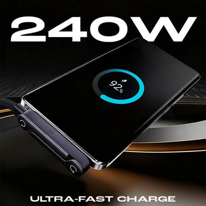 ⚡🔥 LAST DAY 50% OFF ✨ 2-in-1 Invisible Holder Charger Cable - 240W Fast Charging Cord with Built-In Phone Stand