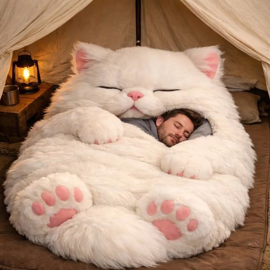 🔥LAST DAY 49% OFF✨🐱 Fluffy cat sleeping bag– Soft, Warm & Purrfectly Cozy😴💤