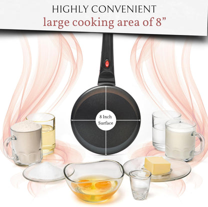✨Electric Crepe Maker – 8” Portable Crepe Pan Nonstick with Dipping Plate, Auto Shut-Off, On/Off Switch
