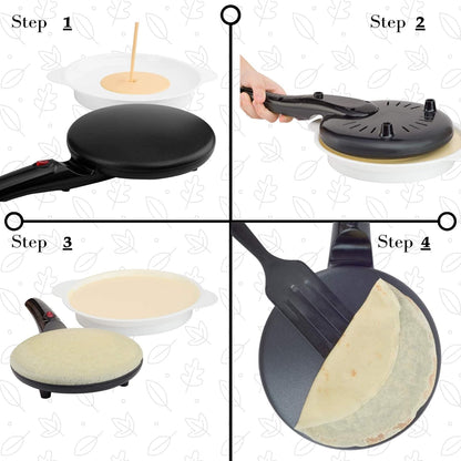 ✨Electric Crepe Maker – 8” Portable Crepe Pan Nonstick with Dipping Plate, Auto Shut-Off, On/Off Switch