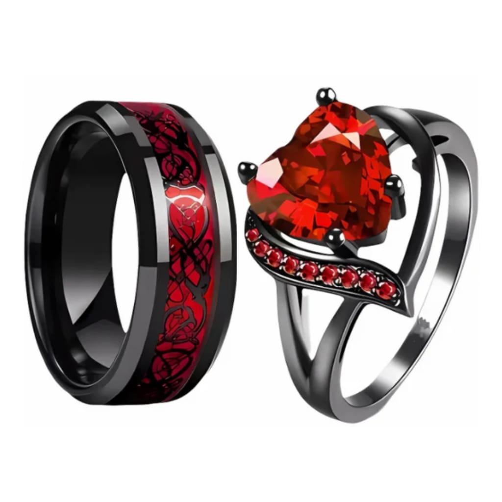 💫❤️‍🔥Valentine's Day 2026- 💍Couples Promise Rings with Heart Designs