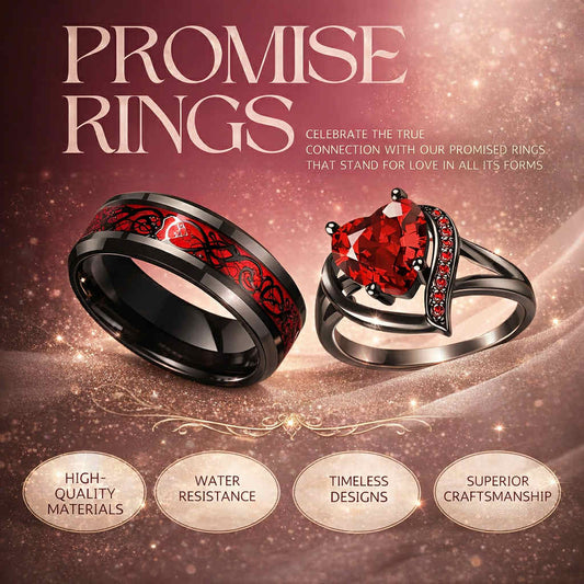💫❤️‍🔥Valentine's Day 2026- 💍Couples Promise Rings with Heart Designs