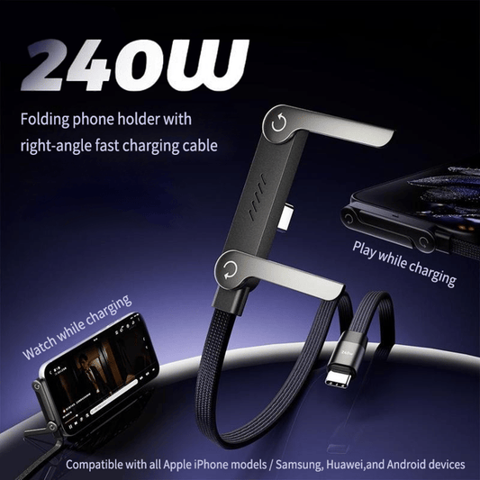 ⚡🔥 LAST DAY 50% OFF ✨ 2-in-1 Invisible Holder Charger Cable - 240W Fast Charging Cord with Built-In Phone Stand