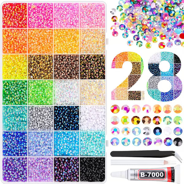 30000 pcs in 28-Grid Storage Box+3x10ml Glue