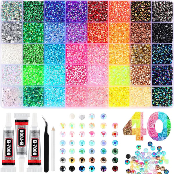 32000 pcs in 40-Grid Storage Box+3x10ml Glue