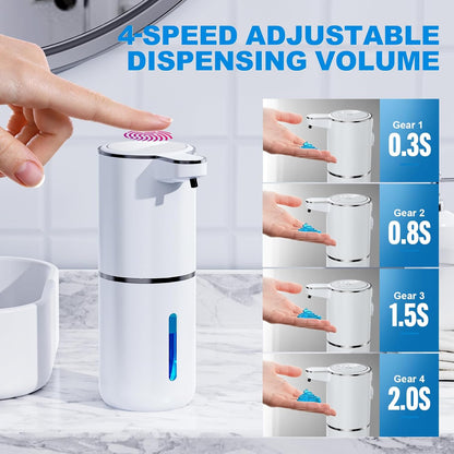 Automatic Liquid Soap Dispenser, 12.8oz/380ml Wall Mount Touchless Soap Dispenser with Sensor, 4-Level Adjustable, IPX5 Waterproof