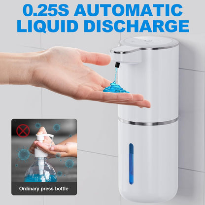 Automatic Liquid Soap Dispenser, 12.8oz/380ml Wall Mount Touchless Soap Dispenser with Sensor, 4-Level Adjustable, IPX5 Waterproof