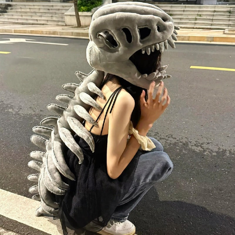 🔥HOT SALE 49% OFF✨Dinosaur Skeleton Headgear Pillow, 5 Color Options, Perfect for Party Cosplay & Sofa Lounging, Unisex Design