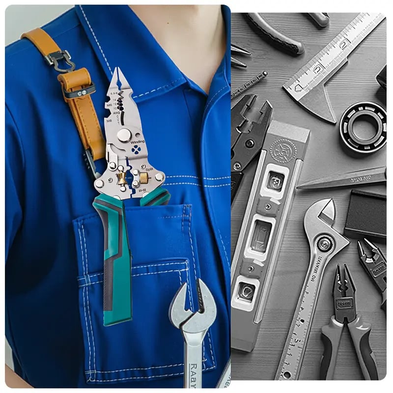 ⏰Almost Sold Out‼️-16 in 1 Wire Stripper Twister for Cutting and Pulling Wires,Cable Scissors,Voltage Tester Pliers, 12V to 250V Live,Null,Hot Wire Judgment AC DC, Audible and Flashing LED Alarms