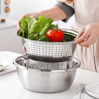 🔥Limited Time Promotion 50% OFF🔥 3-Piece Thickened Stainless Steel Mixing Bowl Set with Draining Basket
