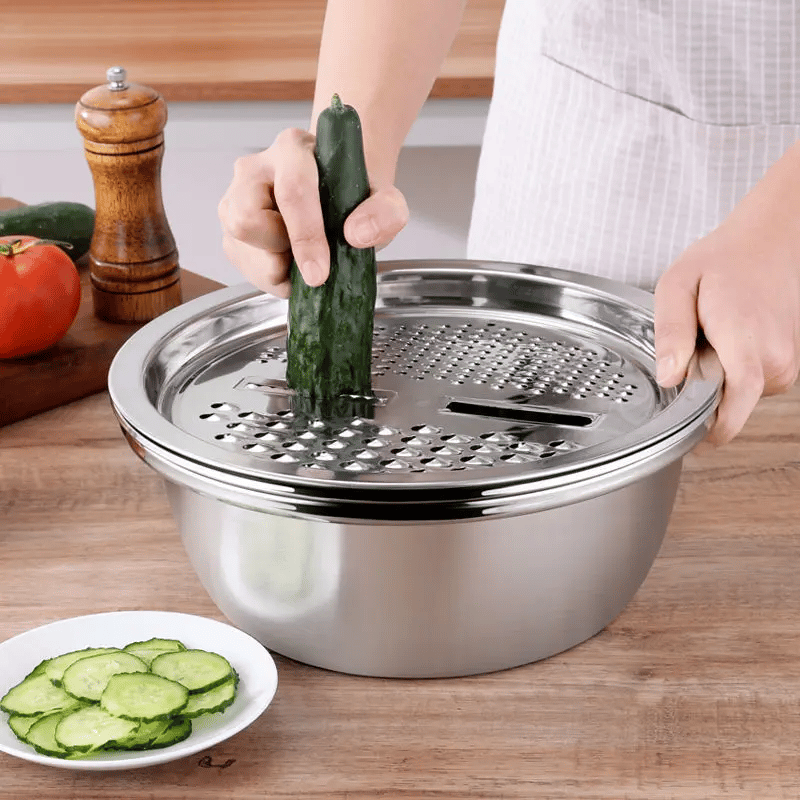 🔥Limited Time Promotion 50% OFF🔥 3-Piece Thickened Stainless Steel Mixing Bowl Set with Draining Basket